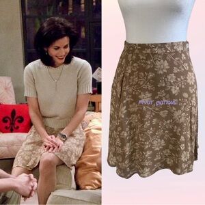 Vintage Tan Floral Wrap Mini Skirt ASO Monica Geller on Friends